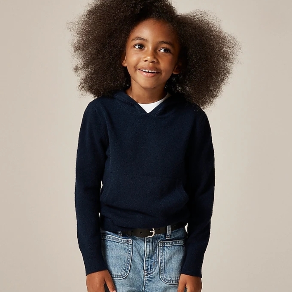 Crewcuts 100% Cashmere Knit Kids Navy Blue Hoodie Size L/10-11Y